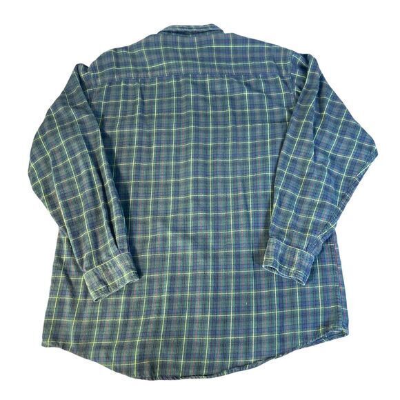 Bass Pro Shops Button Up Shirt Green Plaid Casual long-sleeve Flannel Size XL - Picture 8 of 11